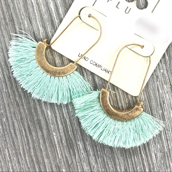 Infinity Raine Jewelry - Mint Tassel Trim Earrings